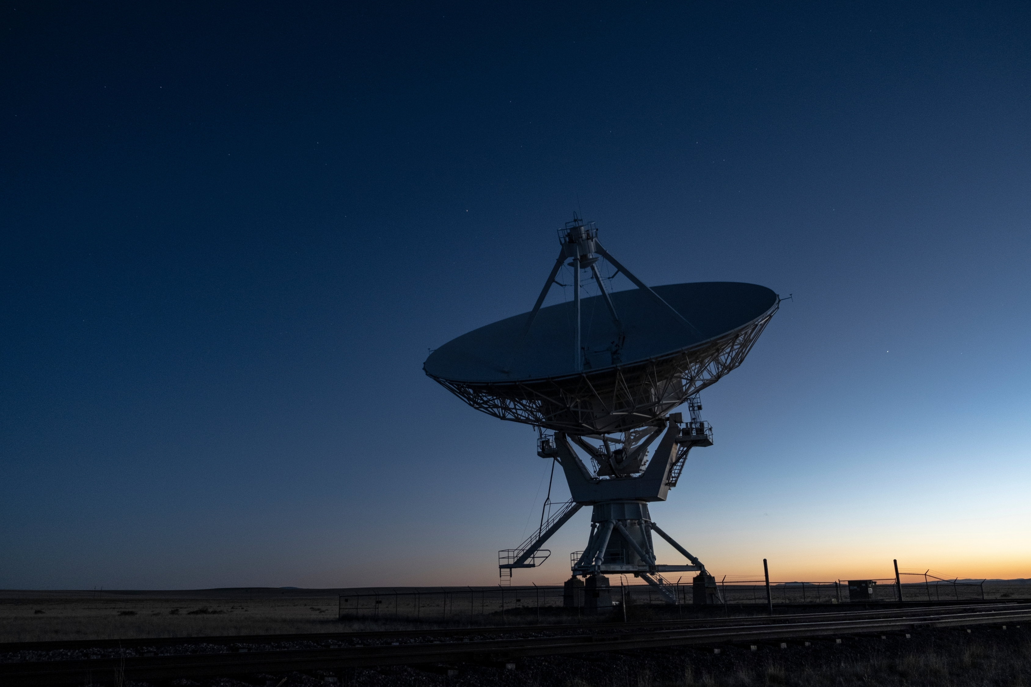 Satellite dish at sunset
